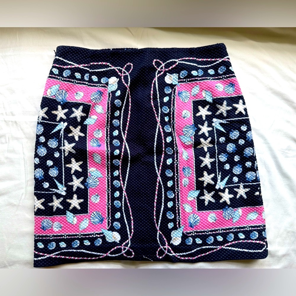 Talbots Navy and Pink Textured Skirt